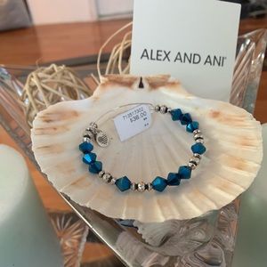 Alex and Ani Silver and Blue Beaded Bangle